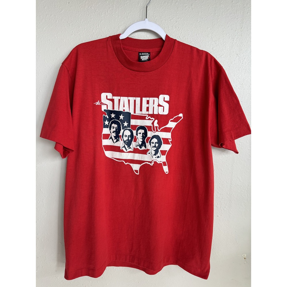 Vintage 90s The Statlers Country Band Shirt Red Graphic Tee Screen Stars XL